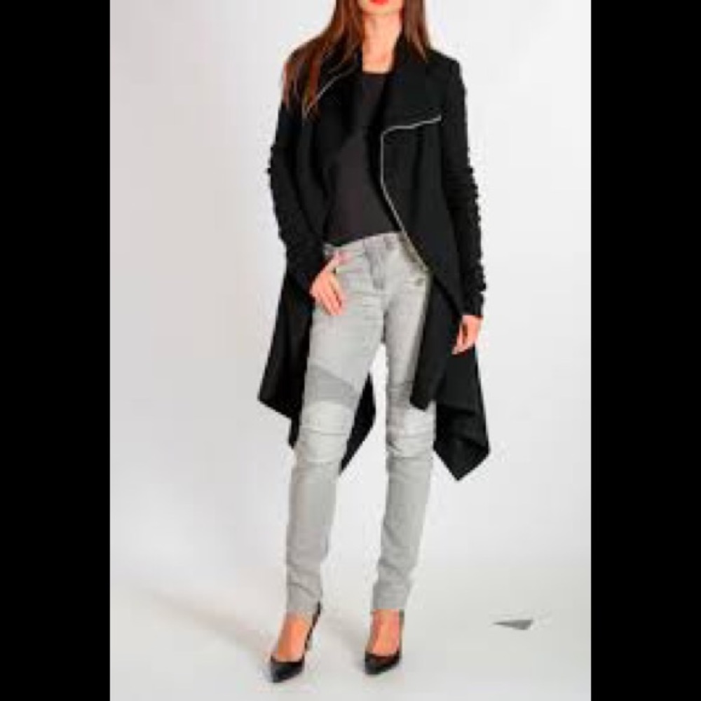 Balmain Grey Biker Ribbed Jeans Size FR 42